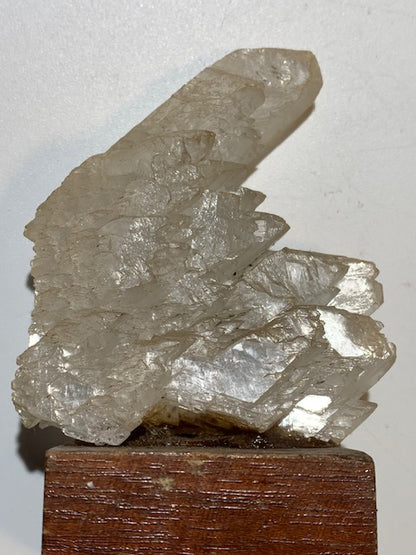 Sélénite - Spécimen brut et naturel sur socle en bois - Collection ancienne - 84 x 75 x 30 mm - 219 gr.