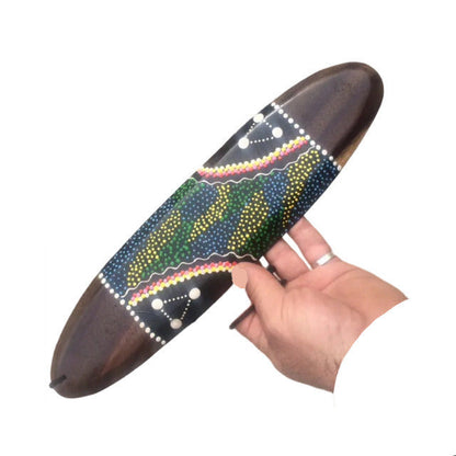 Bullroarer/Australian Rhombe with decoration - Handmade wood - 30-33 x 8 cm - Powerful sound audible up to 50 km in the bush!
