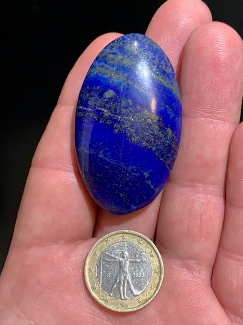 Lapis lazuli, galet/ pierre plate de 52 x 32 x 15 mm - 36,8 gr. - Qualité AA à AAA