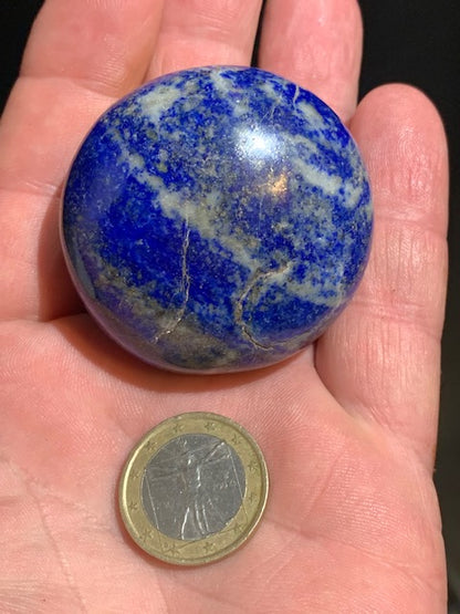 Lapis lazuli, galet/ pierre plate de 49 de diamètre x 30 mm - 113,8 gr. - Qualité AA à AAA