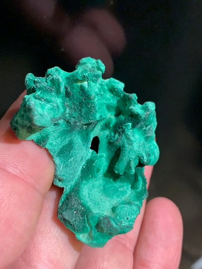 Malachite fibreuse, spécimen brut de 50 mm x 48 x 25 - 36,3 grammes. Parfait pour une collection, exposition ou bijouterie, du velour naturel