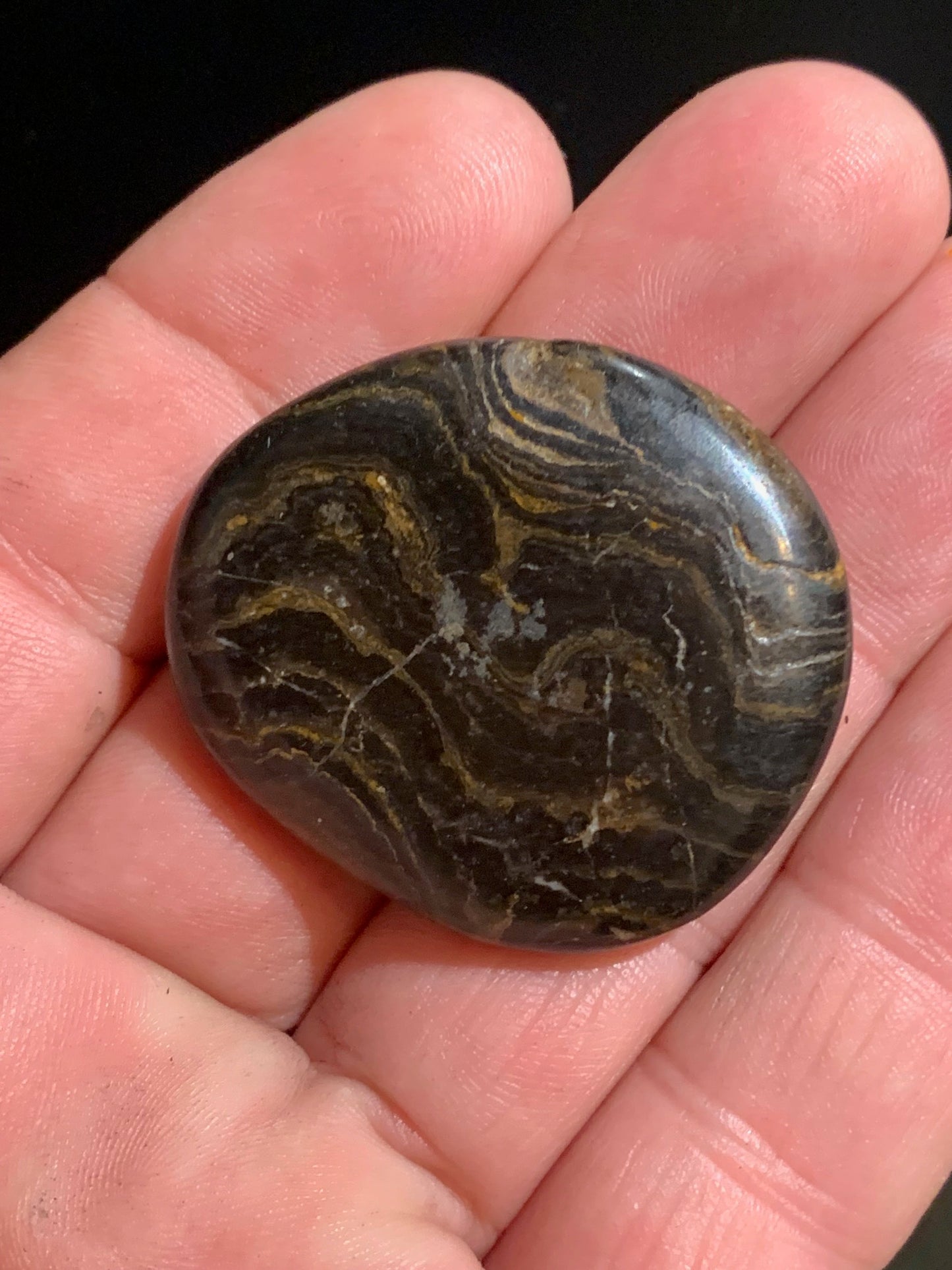 Stromatolite, galet/ pierre plate de 41 x 36 x 9 mm - 21,7 gr.