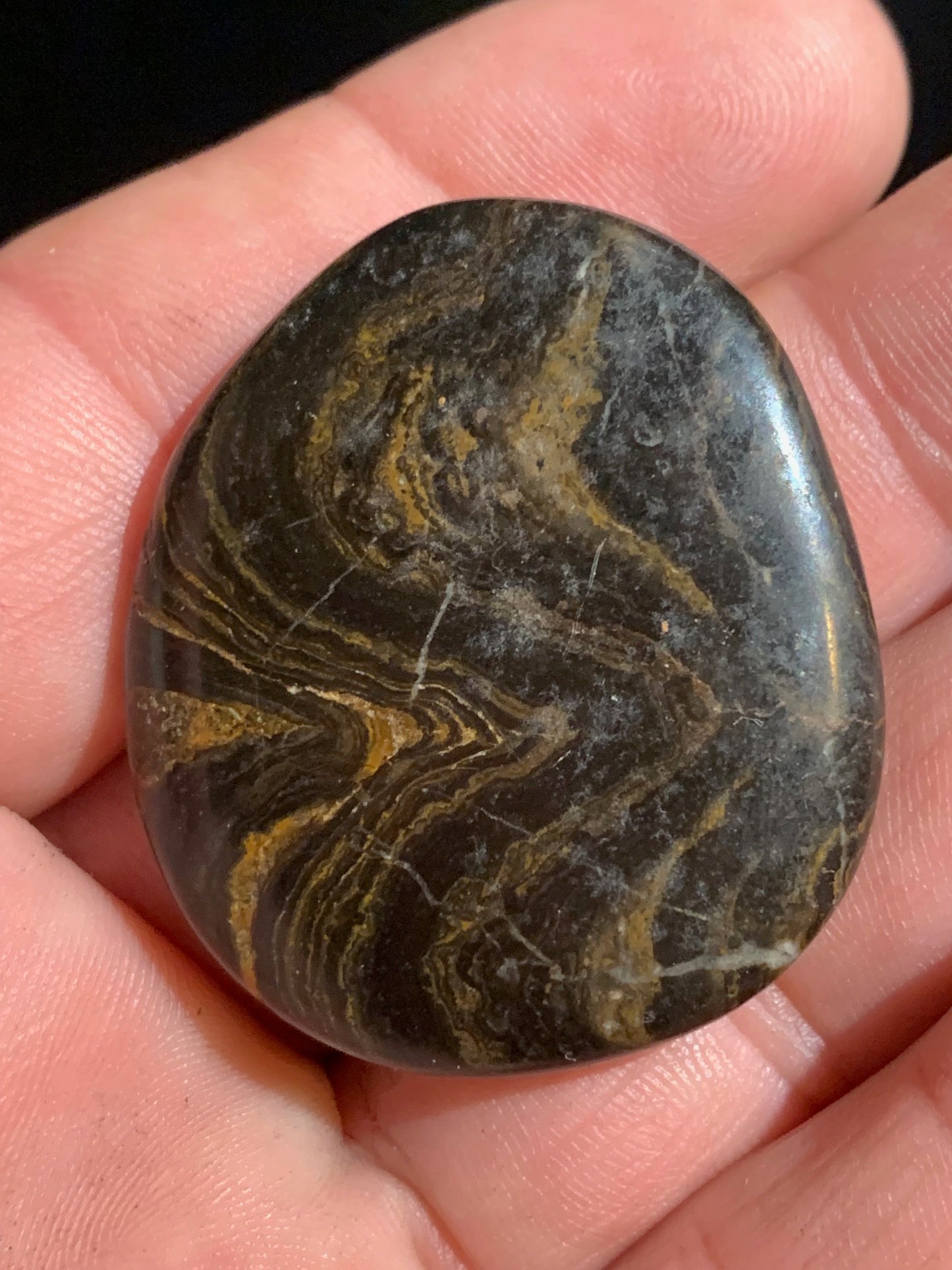 Stromatolite, galet/ pierre plate de 41 x 36 x 9 mm - 21,7 gr.