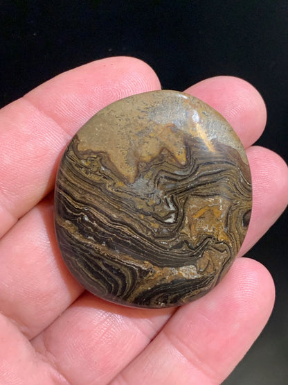 Stromatolite, galet/ pierre plate de 46 x 42 x 9 mm - 26,9 gr.