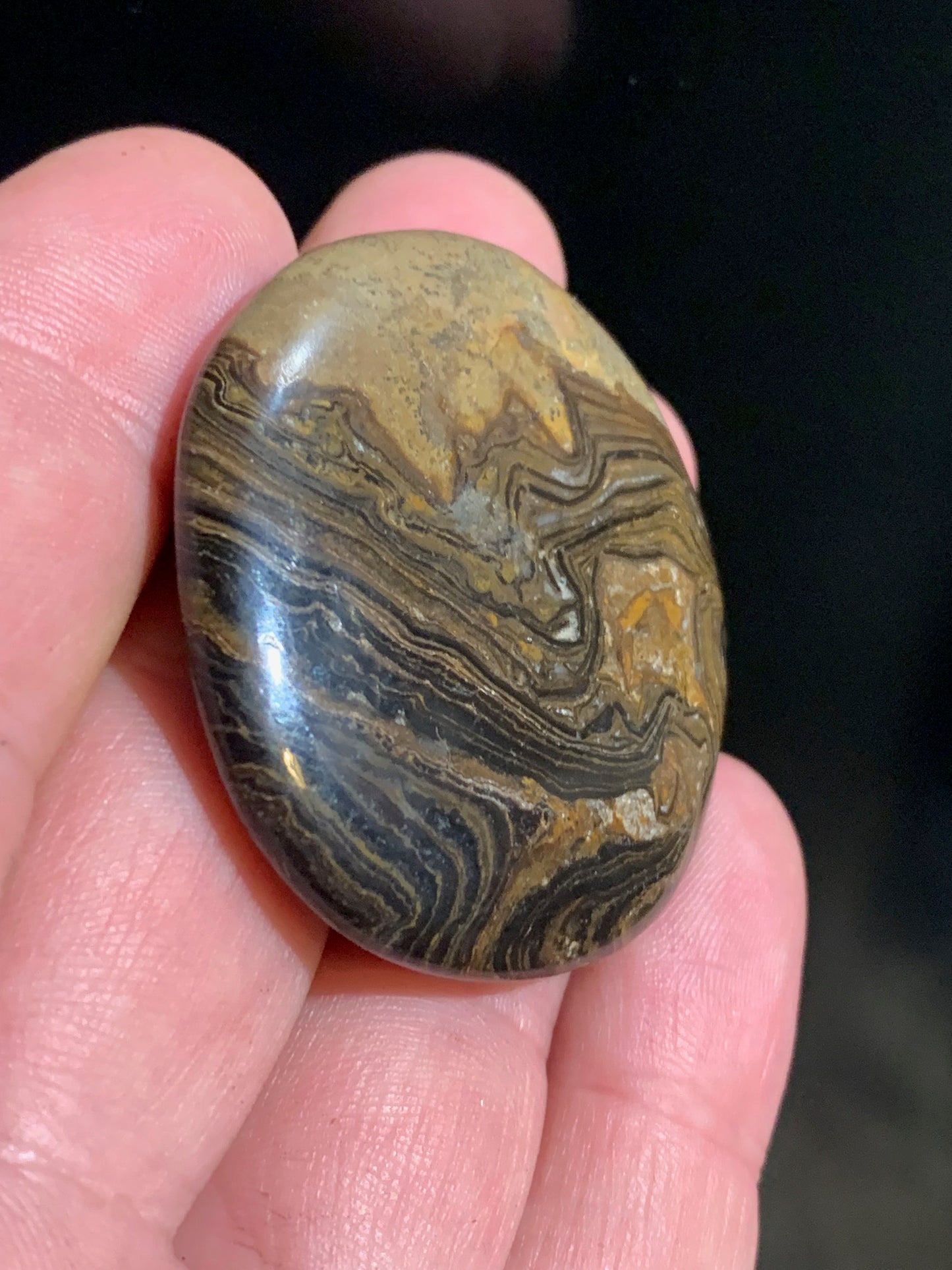 Stromatolite, galet/ pierre plate de 46 x 42 x 9 mm - 26,9 gr.