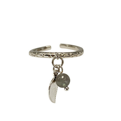 Collection de bagues réglable en argent 925 avec plumes et perles au choix (œil de tigre, améthyste, labradorite), tailles 50 à 60 !