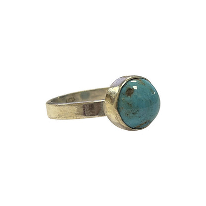Bague en turquoise, cabochon sertis sur anneau en Argent ! Taille disponible de 52, 54 et 56 Fr.