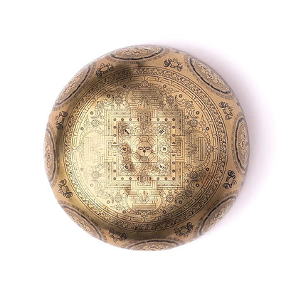 Bol en 7 métaux avec gravure de 'Shiva', 22/24 cm - ± 1400/1600 gr. Fait main au Népal !