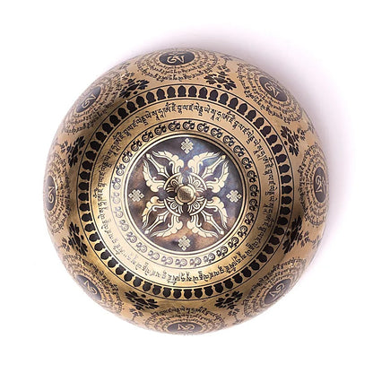 Bol en 7 métaux gravé de la 'Fleur de vie', taille de 22/24 cm- ± 1400/1600 gr. Fait main au Népal !