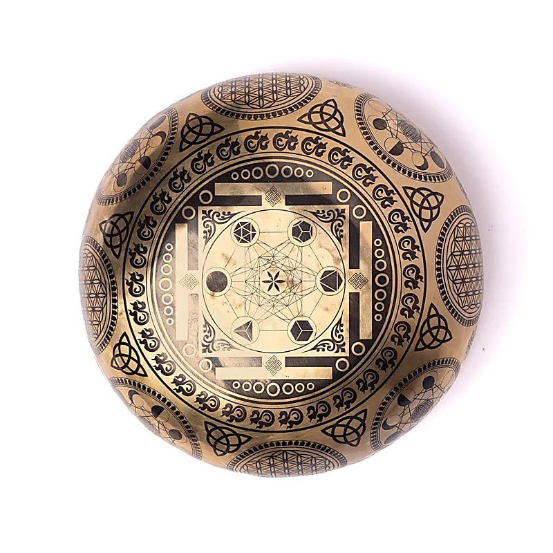 Bol en 7 métaux avec gravure de 'Métatron', taille de 22/24 cm - ± 1400/1600 gr. Fait main au Népal !