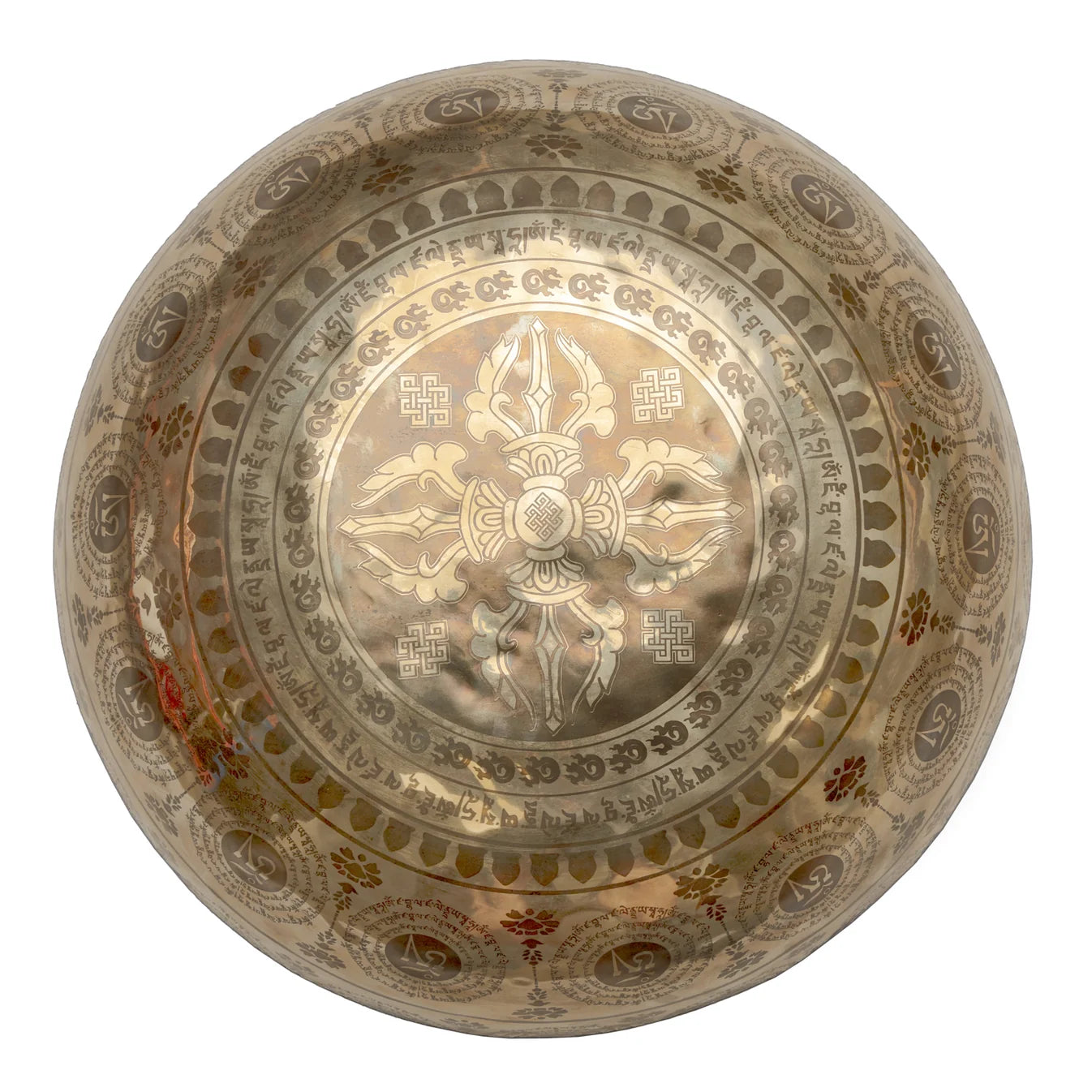 Bol chantant 50 cm – 10,5 kg avec gravures des chakras, du dorge et de la Fleur de Vie - Vendu avec maillet XL de 70 cm