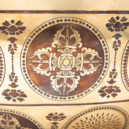Bol chantant 50 cm – 10,5 kg avec gravures des chakras, du dorge et de l'Arbre de Vie - Vendu avec maillet XL de 70 cm