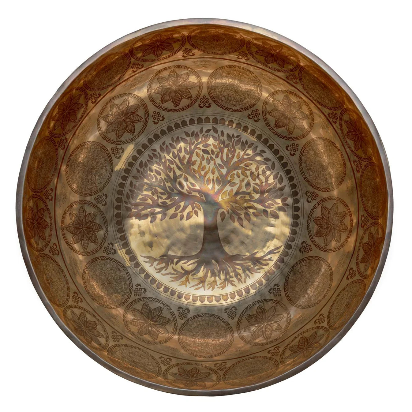 Bol chantant 50 cm – 10,5 kg avec gravures des chakras, du dorge et de l'Arbre de Vie - Vendu avec maillet XL de 70 cm