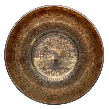Bol chantant 50 cm – 10,5 kg avec gravures des chakras, du dorge et de l'Arbre de Vie - Vendu avec maillet XL de 70 cm