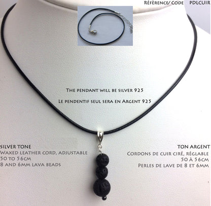 Pierre de lave, pendentif à la fois esthétique et fonctionnel utilisé pour la diffusion d’huiles essentielles grâce aux propriétés naturelles de la lave !