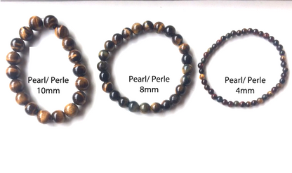 Œil de Tigre, perles rondes de 4, 6, 8 ou 10 mm. Vendu en fil de perle 38/39 cm, en bracelet de 17 à 21cm, en collier de 45 ou sautoir de 60cm. Qualité AA à AAA, superbes perles, belle pureté, parfait !