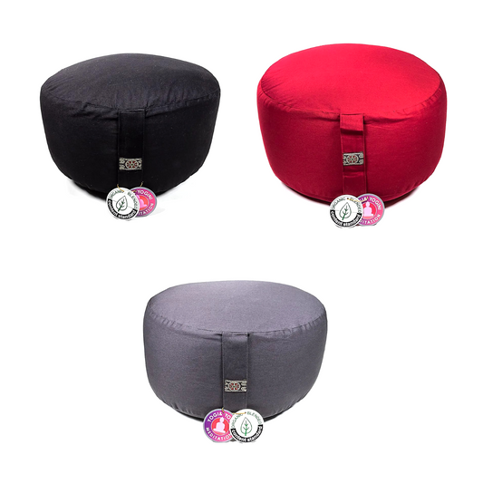 Coussin de Yoga et Méditation - taille XL - Couleurs unis - 33X22 cm - 3,2 kg. Housse extérieure en coton | Garnissage naturel en cosses de sarrasin !