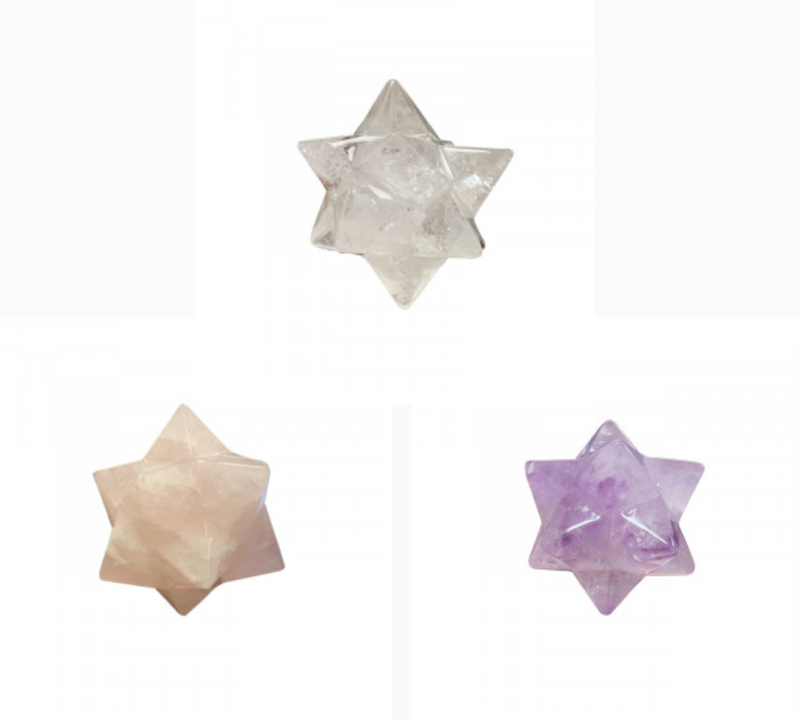 Sirius Star (12 branches), 3 stones to choose from: Amethyst, Rose Quartz or Rock Crystal. Ø from 15 to 80 mm