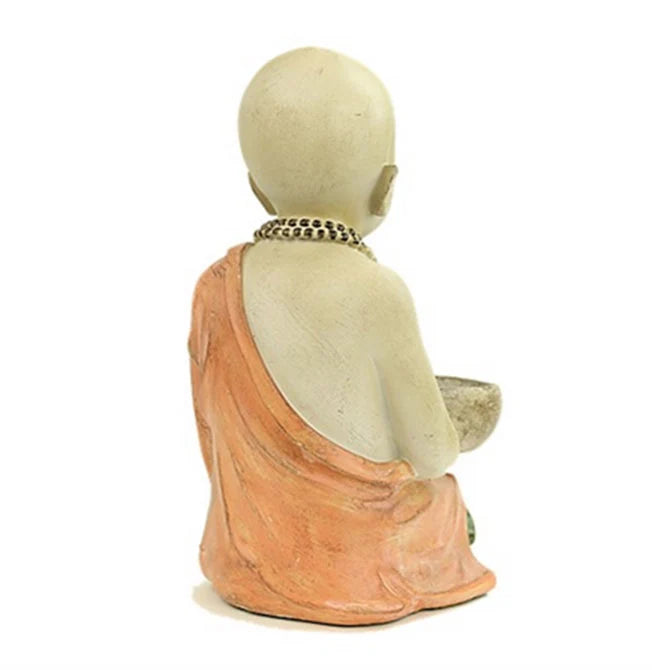 Moinillon Bouddhiste en prière, taille XL, belle statuette de couleur pastel - 34 cm - 1486 gr. Superbe pièce !