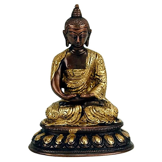 Bouddha Amithaba - statue bicolore de 15 centimètres - 1150 grammes - Fait en métal (laiton)