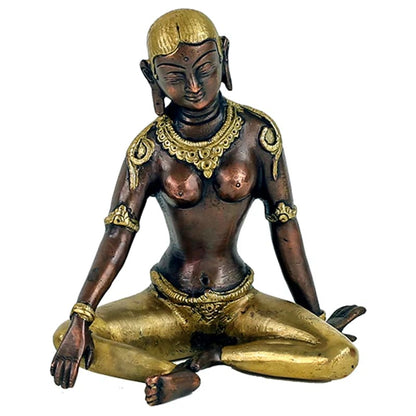 Parvati (Mère de Ganesh), en métal (laiton bicolore), 15 cm - 1100 gr. - Superbe pièce !