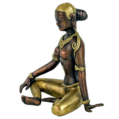 Parvati (Mère de Ganesh), en métal (laiton bicolore), 15 cm - 1100 gr. - Superbe pièce !