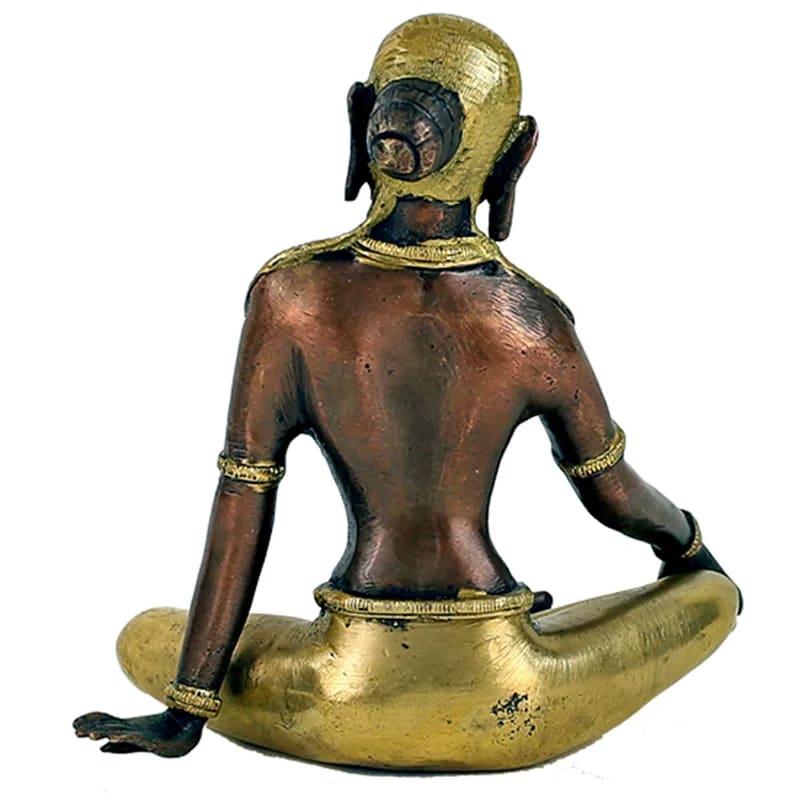 Parvati (Mère de Ganesh), en métal (laiton bicolore), 15 cm - 1100 gr. - Superbe pièce !