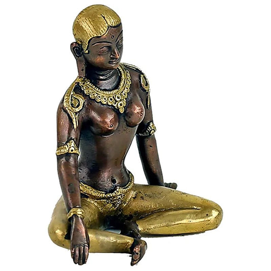 Parvati (Mother of Ganesh), made of metal (two-tone brass), 15 cm - 1100 g - Superb piece!