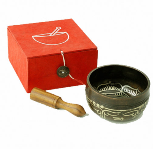 Bol chantant avec gravures – 8 ou 10 cm (180-300 g) – Coffret complet de voyage, parfait !