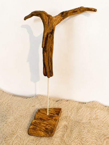Sculpture en bois flotté de Loire : 'Tête De Chèvre' - 50 cm de hauteur × 37 × 21 - Création Zen Curiosity