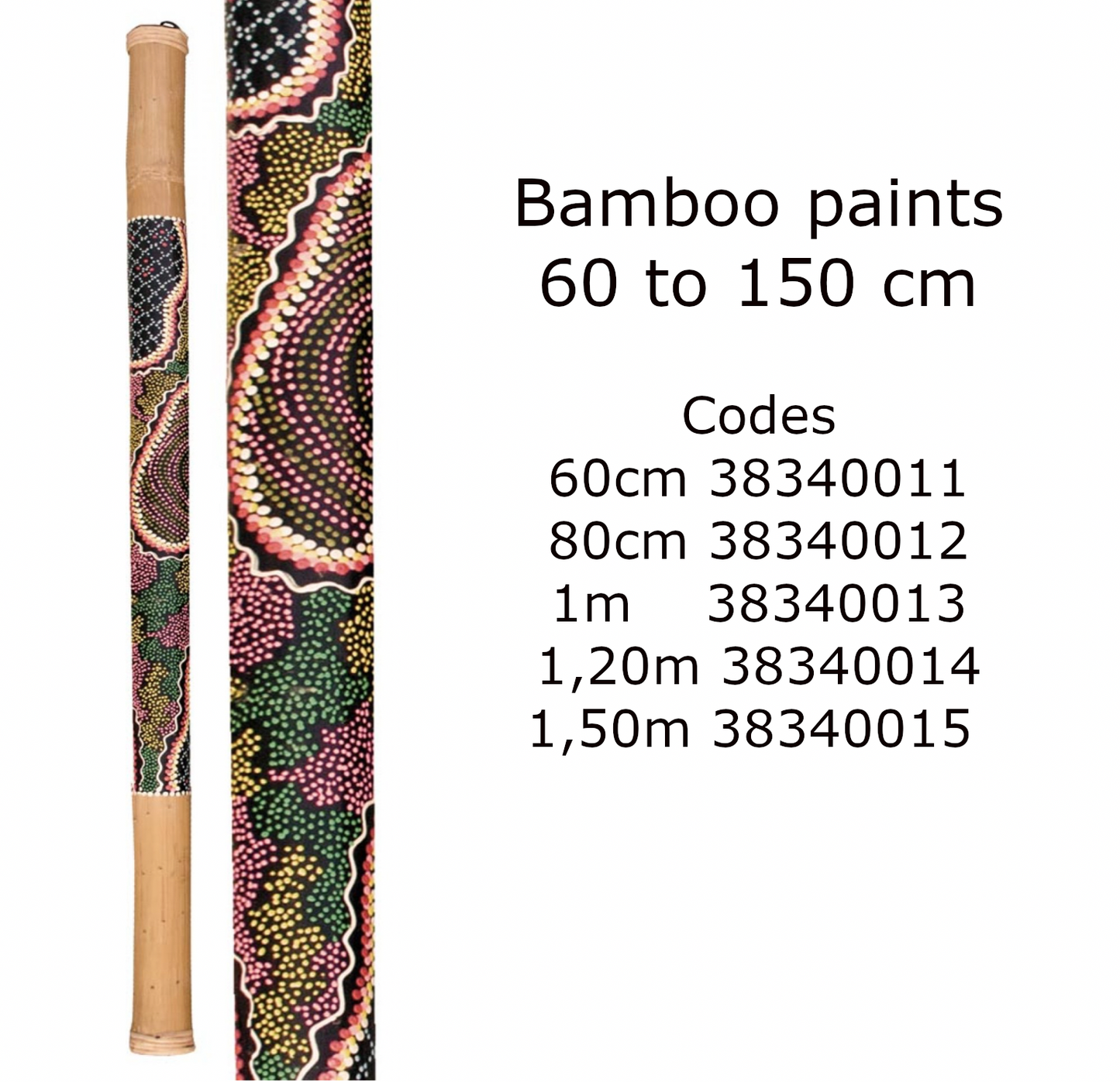 Bâtons de pluie fait en bambou - Style Aborigène - 5 tailles au choix de de 50 à 150 cm
