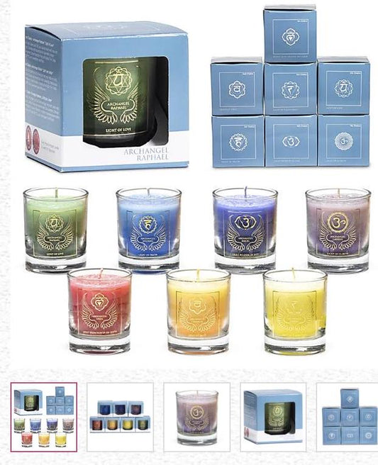 Set de 7 bougies votives Archanges – Huiles essentielles naturelles, cire de stéarine, 16h de combustion, Fairtrade WFTO !