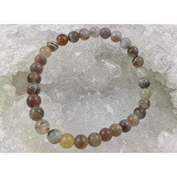 Agate Bostwana, perles rondes de 6 ou 8 mm, vendu en fil de perle ± 40 cm, en bracelet de 17 à 21cm, en collier de 45 ou sautoir de 60cm. Qualité AA à AAA !