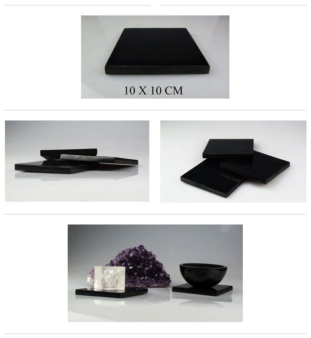 Shungite noire – Dalle de 10 x 10 cm – protège des ondes et favorise l’ancrage, idéale pour la lithothérapie