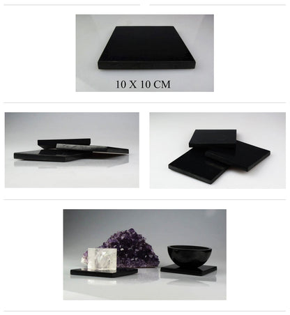 Shungite noire – Dalle de 10 x 10 cm – protège des ondes et favorise l’ancrage, idéale pour la lithothérapie