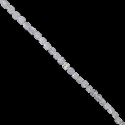 Agate Blue Lace - Perles carrées de 2 mm. Vendu en fil de perles de 40 cm, en bracelet de 17 à 21 cm, ou en collier de 42 à 47 cm. Qualité AA à AAA !