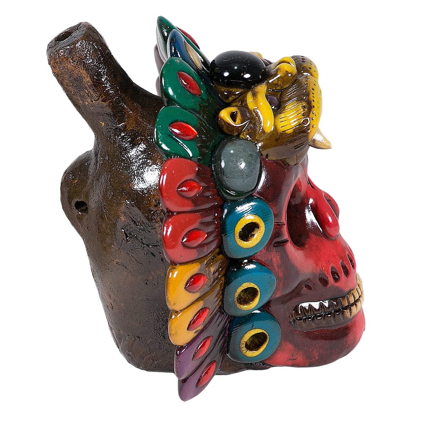 Sifflet Mystique du Mexique en forme de crâne en Terre Cuite - Taille L - Fait Main – Son Puissant Semblable à un Cri Humain – Artisanat Traditionnel
