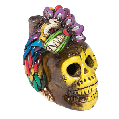 Sifflet Mystique du Mexique en forme de crâne en Terre Cuite - Taille L - Fait Main – Son Puissant Semblable à un Cri Humain – Artisanat Traditionnel