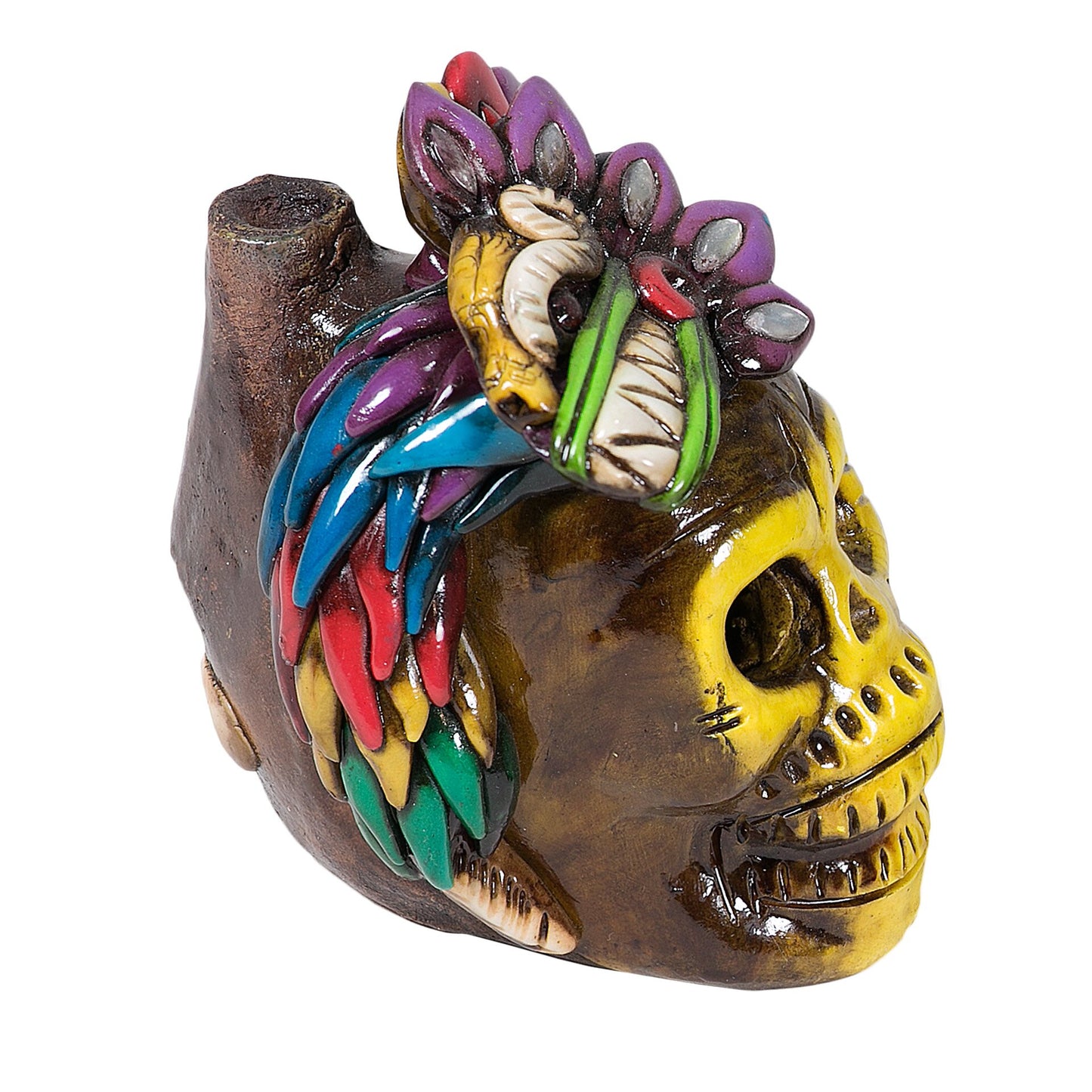 Sifflet Mystique du Mexique en forme de crâne en Terre Cuite - Taille L - Fait Main – Son Puissant Semblable à un Cri Humain – Artisanat Traditionnel
