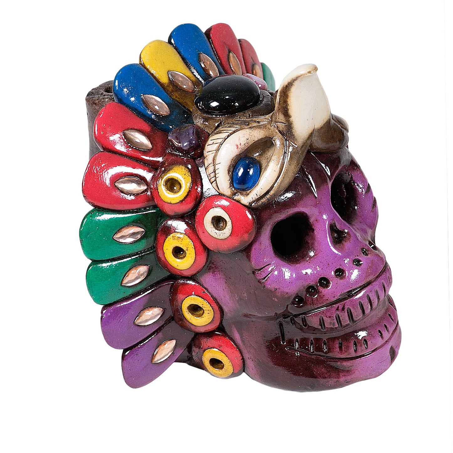 Sifflet Mystique du Mexique en forme de crâne en Terre Cuite - Taille L - Fait Main – Son Puissant Semblable à un Cri Humain – Artisanat Traditionnel