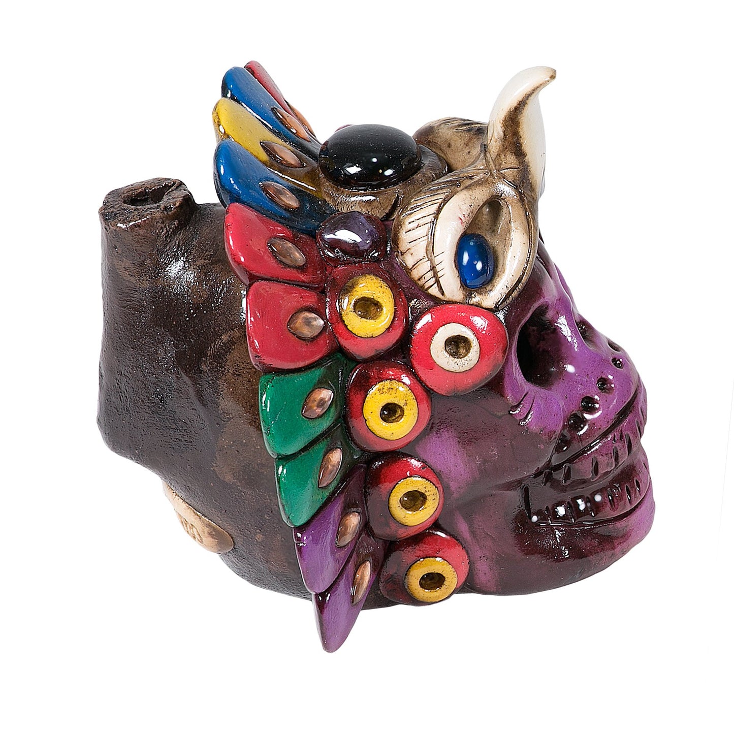 Sifflet Mystique du Mexique en forme de crâne en Terre Cuite - Taille L - Fait Main – Son Puissant Semblable à un Cri Humain – Artisanat Traditionnel