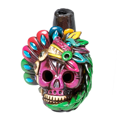 Sifflet Mystique du Mexique en forme de crâne en Terre Cuite - Taille S - Fait Main – Son Puissant Semblable à un Cri Humain – Artisanat Traditionnel