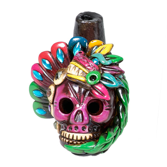 Sifflet Mystique du Mexique en forme de crâne en Terre Cuite - Taille S - Fait Main – Son Puissant Semblable à un Cri Humain – Artisanat Traditionnel