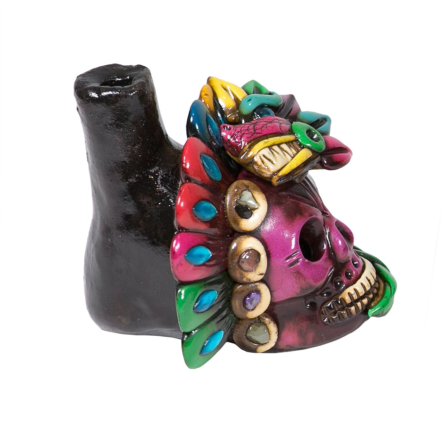 Sifflet Mystique du Mexique en forme de crâne en Terre Cuite - Taille S - Fait Main – Son Puissant Semblable à un Cri Humain – Artisanat Traditionnel