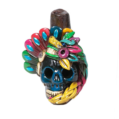 Sifflet Mystique du Mexique en forme de crâne en Terre Cuite - Taille S - Fait Main – Son Puissant Semblable à un Cri Humain – Artisanat Traditionnel