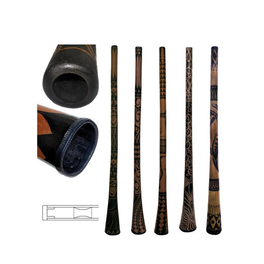 Didgeridoo en bois 'brulé'/ Baked wood, 1,72 m - 1 kg. Permet toutes les variations de jeu : percussif, sphérique ou même trompette !
