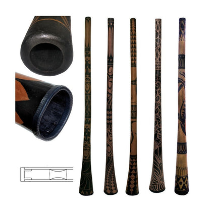 Didgeridoo en bois 'brulé'/ Baked wood, 1,72 m - 1 kg. Permet toutes les variations de jeu : percussif, sphérique ou même trompette !