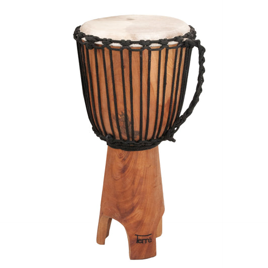 Djembé avec ouie et bois huilé, 65 cm - 8,5 kg. Fait en bois d'Acajou et recouvert de peau de chèvre !