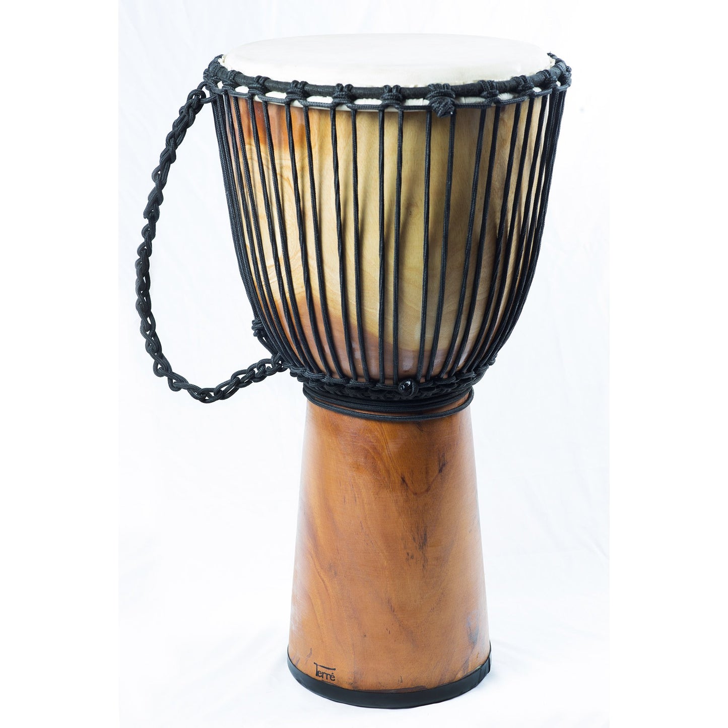 Djembé du Mali en bois huilé, 4 tailles au choix : de 25 à 65 cm - 1 à 8,5 kg. En bois d'Acajou et recouvert de peau de chèvre !