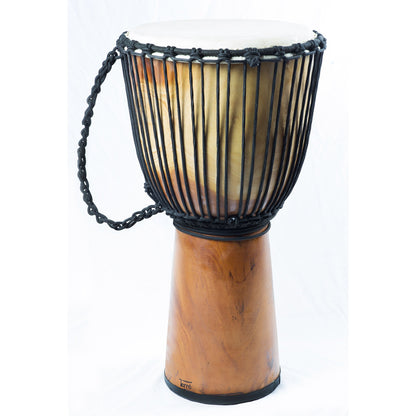 Djembé du Mali en bois huilé, 4 tailles au choix : de 25 à 65 cm - 1 à 8,5 kg. En bois d'Acajou et recouvert de peau de chèvre !